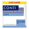 Conti Soft Patient Cleansing Dry Wipes - 30cm x 28cm - Case - 32 Packs of 100 