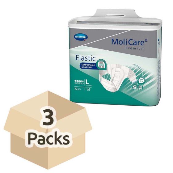 MoliCare Premium Elastic 5 Drops - Large - Case - 3 Packs of 30 