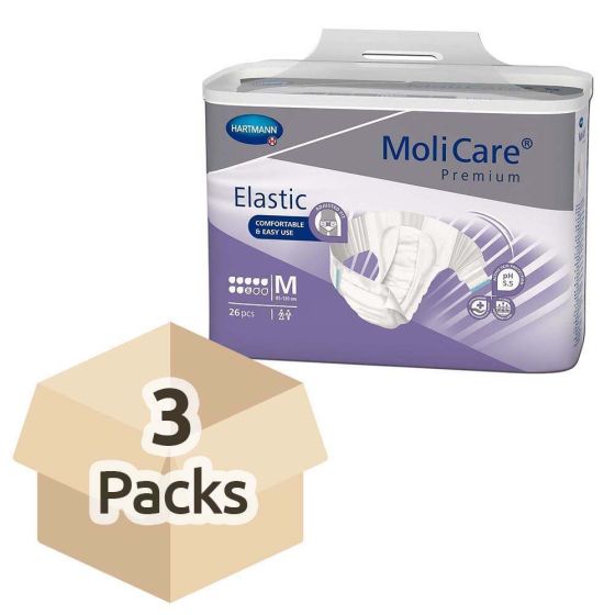 MoliCare Premium Elastic 8 Drops - Medium - Case - 3 Packs of 26 