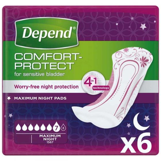 Depend Maximum Night Pads - Pack of 6 