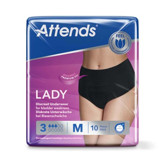 Attends Lady Discreet Underwear - Medium - Pack of 10 