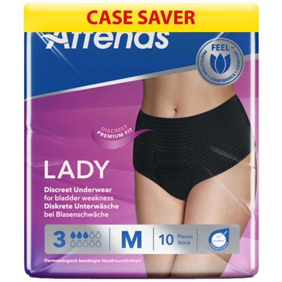 Attends Lady Discreet Underwear - Medium - Case - 6 Packs of 10 