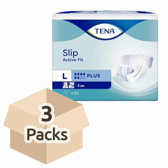 TENA Slip Active Fit Plus (PE Backed) - Large - Case - 3 Packs of 30 