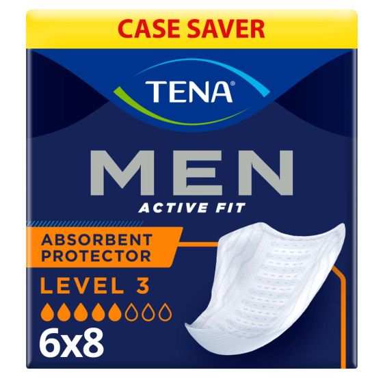 TENA Men Active Fit Absorbent Protector - Level 3 - Case - 6 Packs of 8 