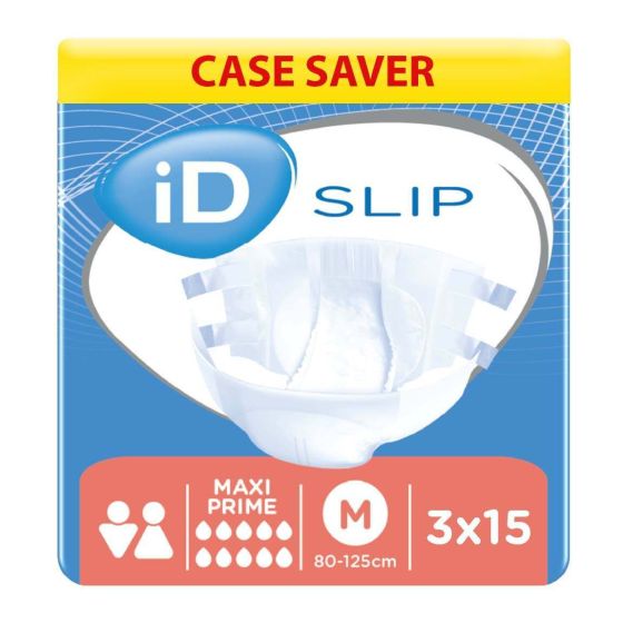 iD Slip Maxi Prime - Medium (Cotton Feel) - Case - 3 Packs of 15 