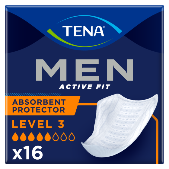 TENA Men Active Fit Absorbent Protector - Level 3 - Pack of 16 