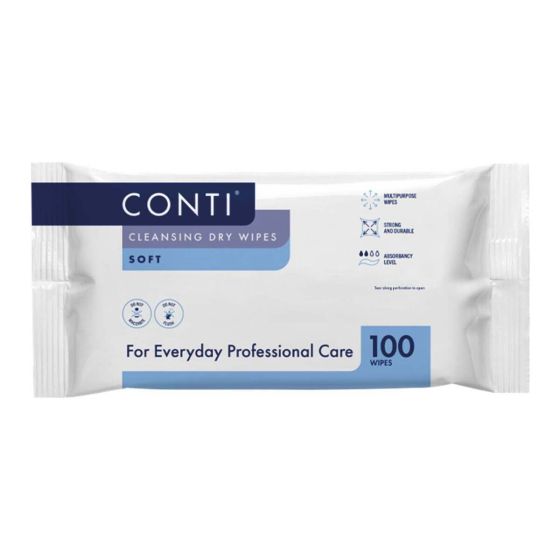 Conti Soft Patient Cleansing Dry Wipes - 30cm x 28cm - Pack of 100 