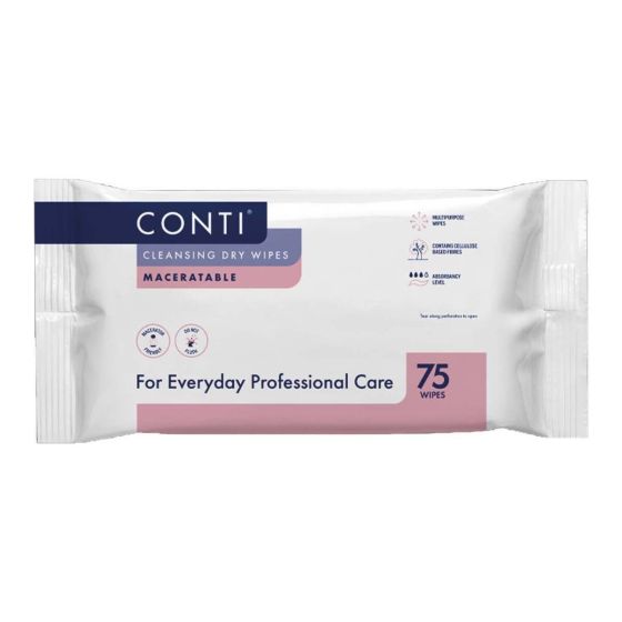 Conti Maceratable Washcloth Patient Cleansing Dry Wipes - 30cm x 28cm - Pack of 75 