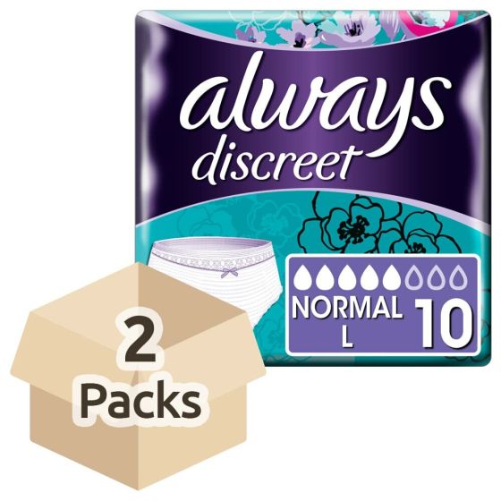 10 Count (1 Package) Large, Always Discreet Boutique Incontinence