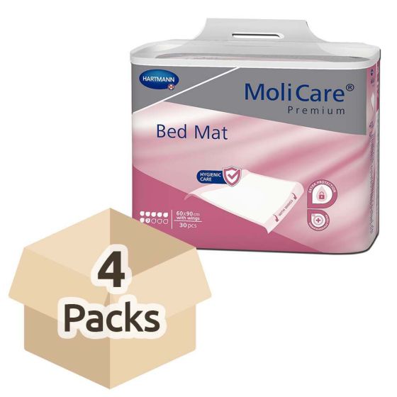 MoliCare Premium Bed Mat With Wings (7 Drops) - 60cm x 90cm - Case - 4 Packs of 30 