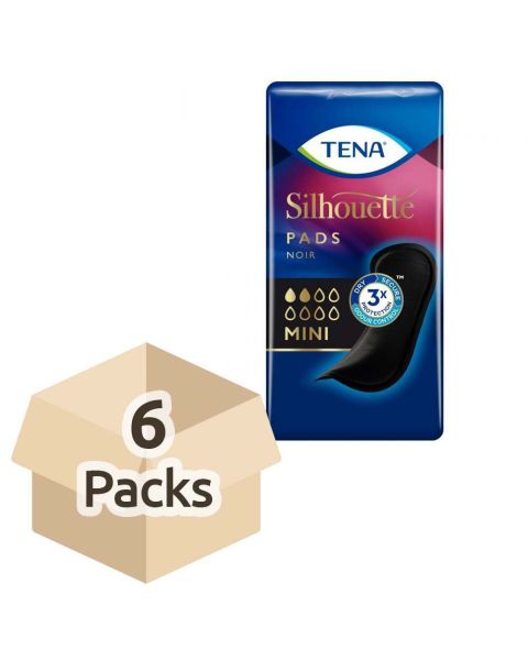 TENA Silhouette Pads - Noir - Mini - Case - 6 Packs of 18 