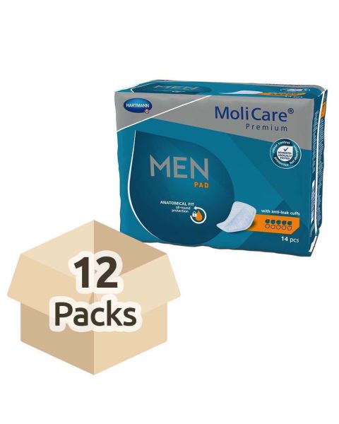 MoliCare Premium Men Pad - 5 Drops - Case - 12 Packs of 14 