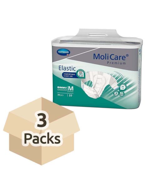 MoliCare Premium Elastic 5 Drops - Medium - Case - 3 Packs of 30 