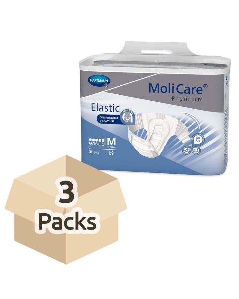 MoliCare Premium Elastic 6 Drops - Medium - Case - 3 Packs of 30 