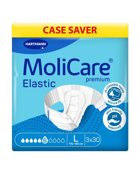 MoliCare Premium Elastic 6 Drops - Large - Case - 3 Packs of 30 