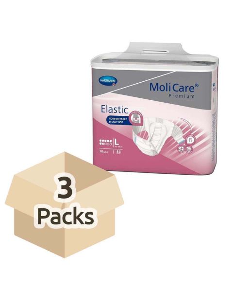 MoliCare Premium Elastic 7 Drops - Large - Case - 3 Packs of 30 