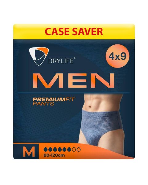 Drylife Men Premium Fit Pants - Blue - Medium - Case - 4 Packs of 9 