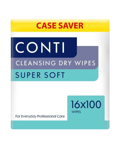 Conti SuperSoft Patient Cleansing Dry Wipes - 30cm x 28cm - Case - 16 Packs of 100 