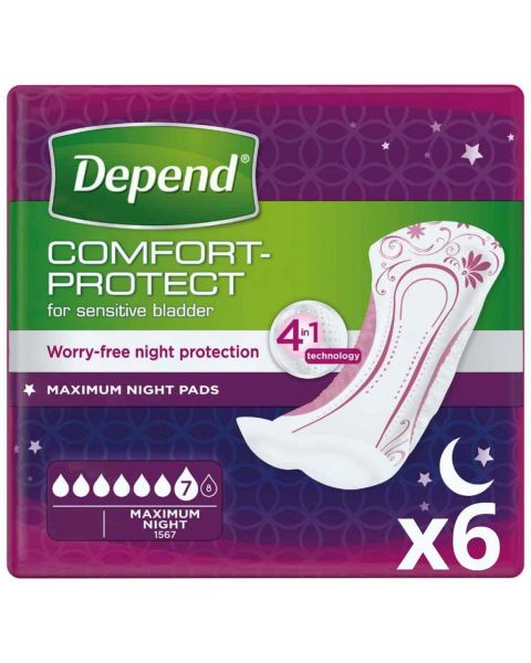 Depend Maximum Night Pads - Pack of 6 