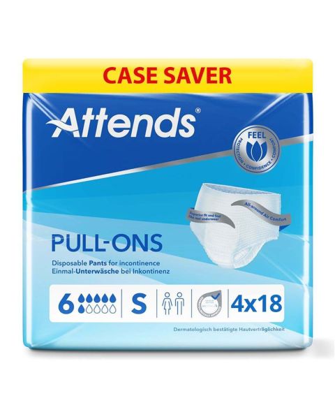 Attends Pull-Ons 6 - Small - Case - 4 Packs of 18 