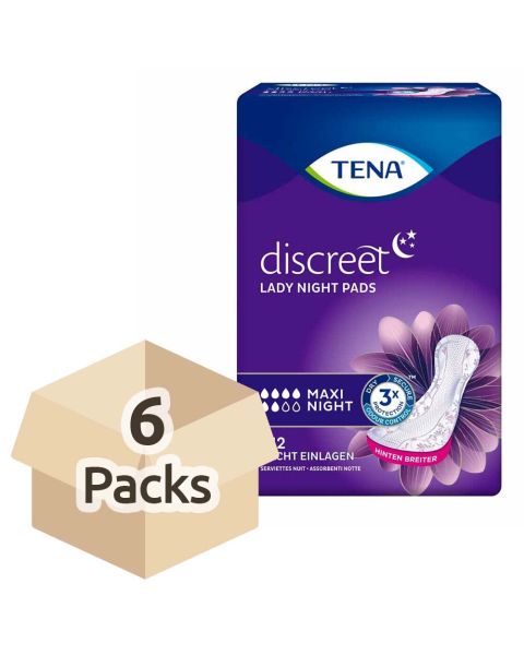 TENA Discreet Maxi Night - Case - 6 Packs of 12 