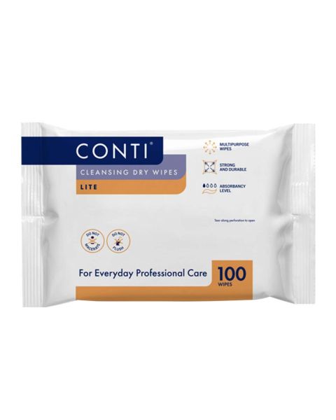 Conti Lite Patient Cleansing Dry Wipes - 24cm x 18cm - Pack of 100 