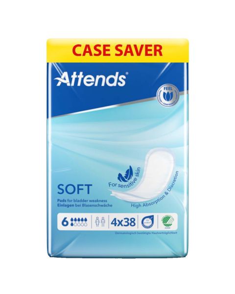Attends Soft 6 - Case - 4 Packs of 38 