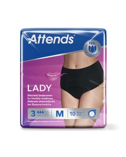 Attends Lady Discreet Underwear - Medium - Pack of 10 