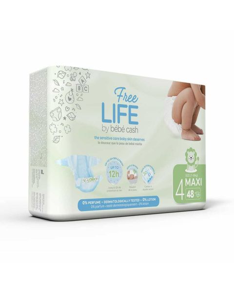 Freelife Bebe Cash - Nappies - Maxi 4 (7-18kg) - Pack of 48 