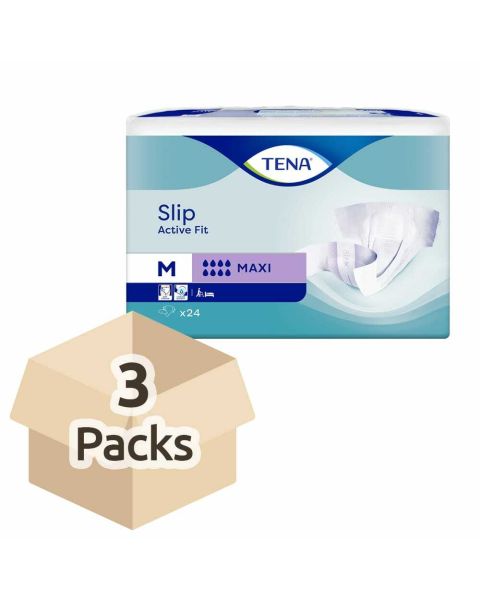 TENA Slip Active Fit Maxi (PE Backed) - Medium - Case - 3 Packs of 24 