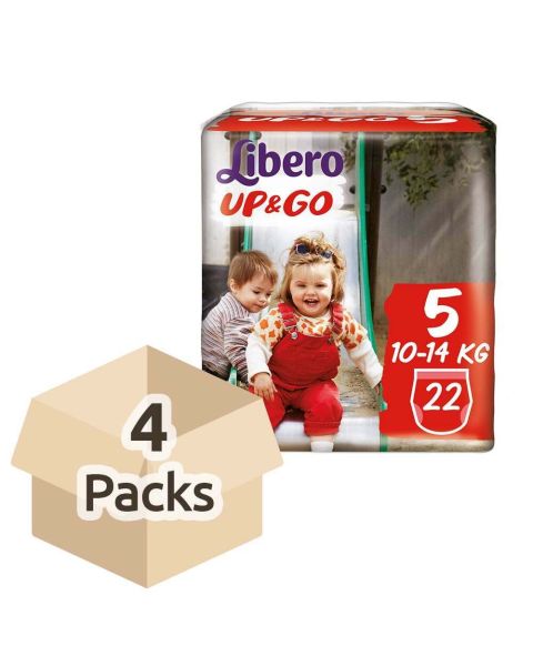 Libero UP&GO 5 (10-14kg) Children's Nappies - Case - 4 Packs of 20 