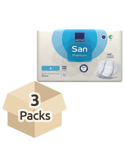 Abena San Premium 6 - Case - 3 Packs of 34 