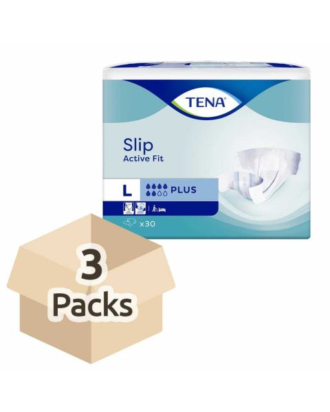 TENA Slip Active Fit Plus (PE Backed) - Large - Case - 3 Packs of 30 