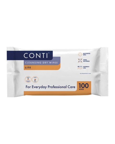 Conti Lite Patient Cleansing Dry Wipes - 30cm x 28cm - Pack of 100 