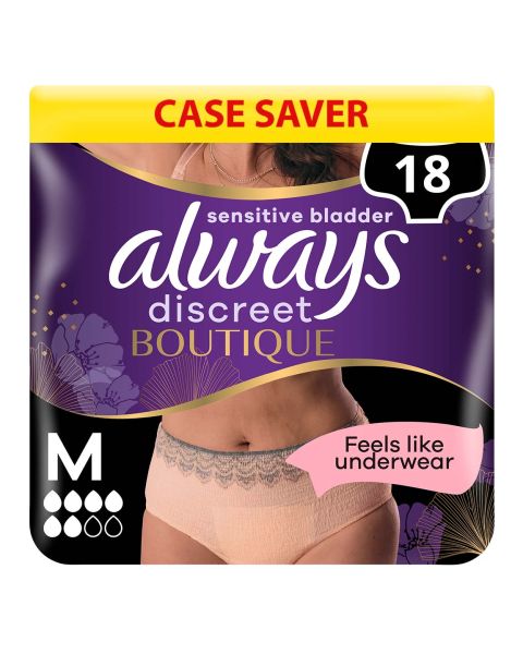 Always Discreet Boutique Pants Plus - Peach - Medium - Case - 2 Packs of 9 