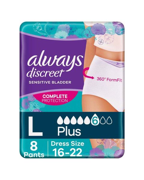 Always Discreet Underwear Plus - Large - Pack of 8 