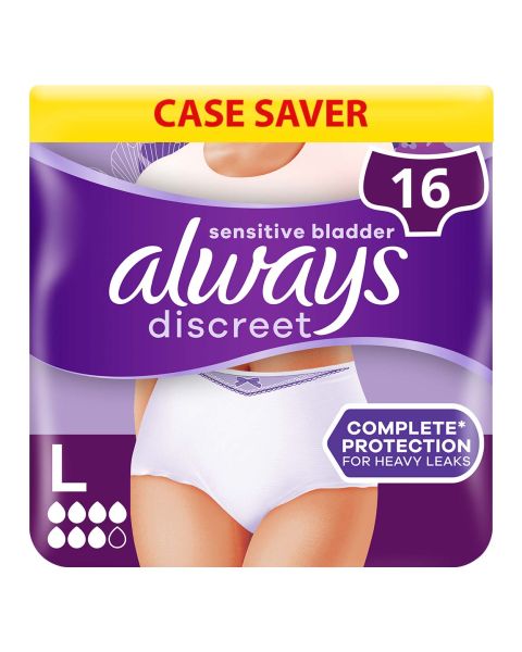 Always Discreet Underwear Plus - Large - Case - 2 Packs of 8 
