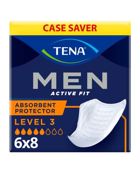 TENA Men Active Fit Absorbent Protector - Level 3 - Case - 6 Packs of 8 