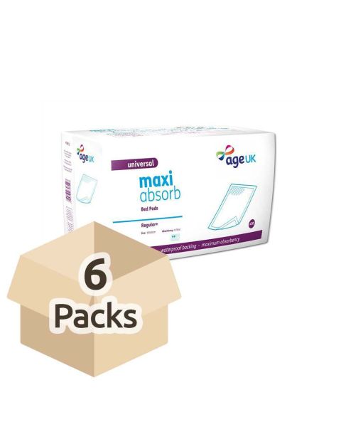 Age UK Maxi Absorb Bed Pads - 60cm x 60cm - Case - 6 Packs of 30 
