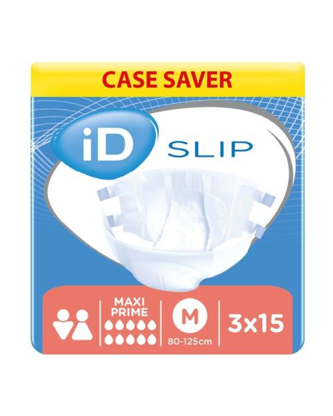 iD Slip Maxi Prime - Medium (Cotton Feel) - Case - 3 Packs of 15 