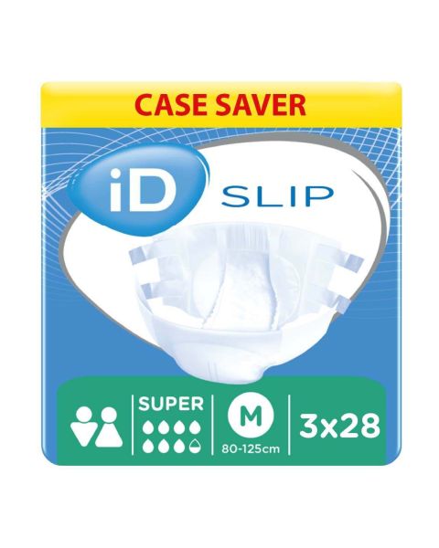 iD Slip Super - Medium (Cotton Feel) - Case - 3 Packs of 28 