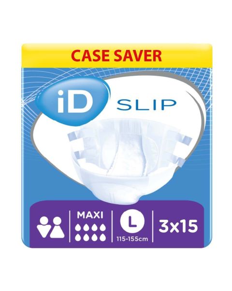 iD Slip Maxi - Large (Cotton Feel) - Case - 3 Packs of 15 