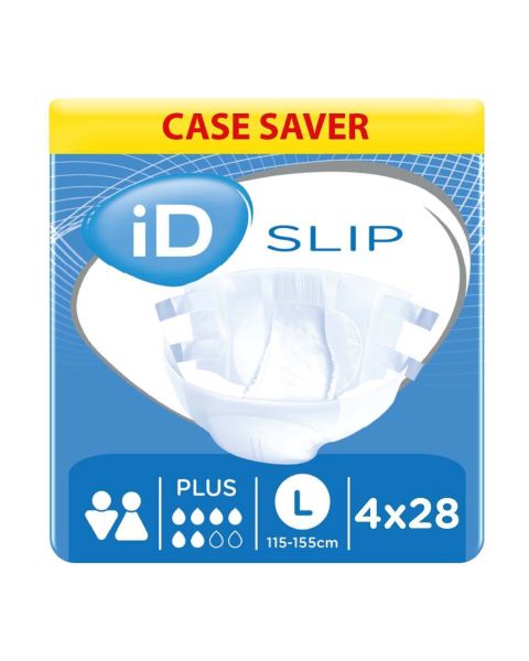 iD Slip Plus - Large (Cotton Feel) - Case - 4 Packs of 28 