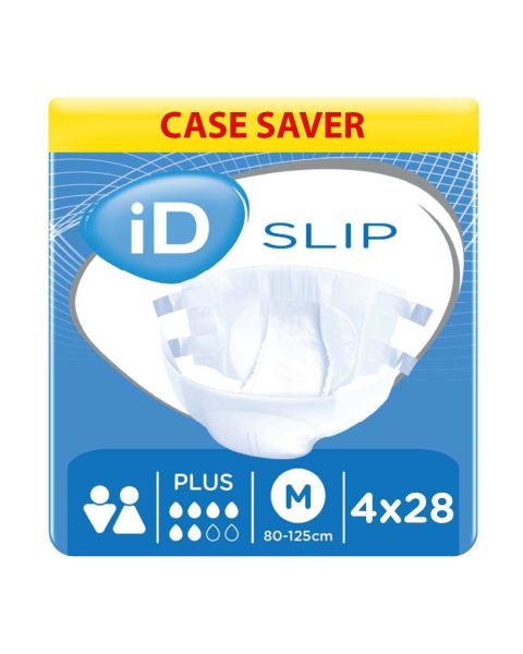 iD Slip Plus - Medium (Cotton Feel) - Case - 4 Packs of 28 