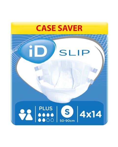 iD Slip Plus - Small (Cotton Feel) - Case - 4 Packs of 14 