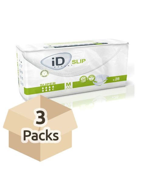 iD Expert Slip Super - Medium (Breathable Sides) - Case - 3 Packs of 28 