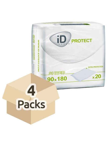 iD Expert Protect Super - Bed Pad - 90cm x 180cm - Case - 4 Packs of 20 