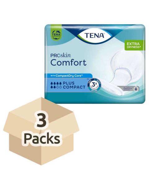 TENA ProSkin Comfort Plus Compact - Case - 3 Packs of 42 