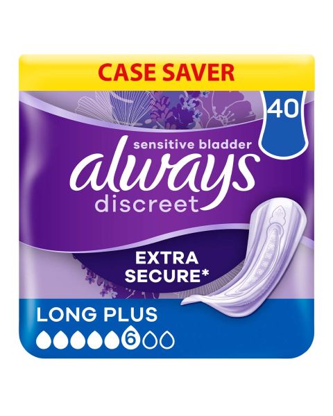 Always Discreet Pads Long Plus - Case - 5 Packs of 8 