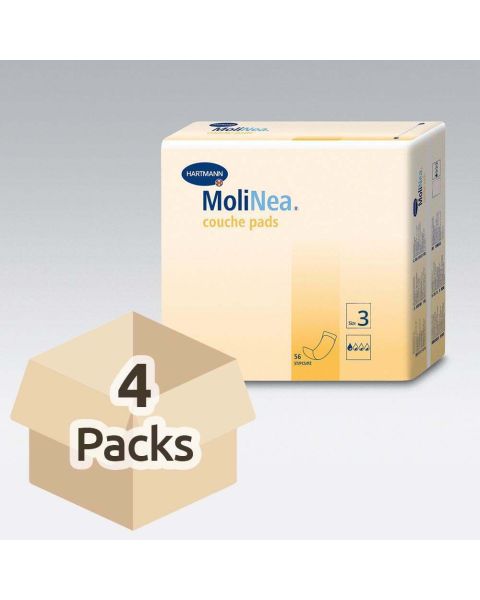 MoliNea Couche Pad - Size 3 (11cm x 35cm) - Case - 4 Packs of 56 